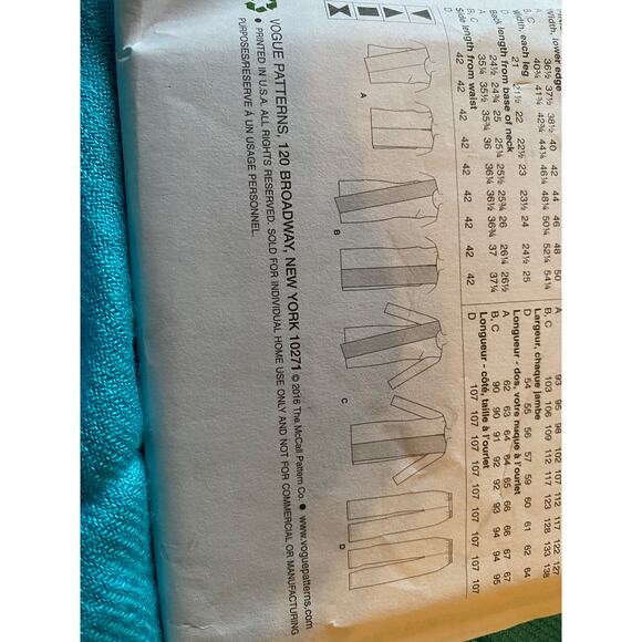 Vogue sewing pattern 9185 tunic dress wide leg pant Size 14 16 18 - Picture 6 of 6